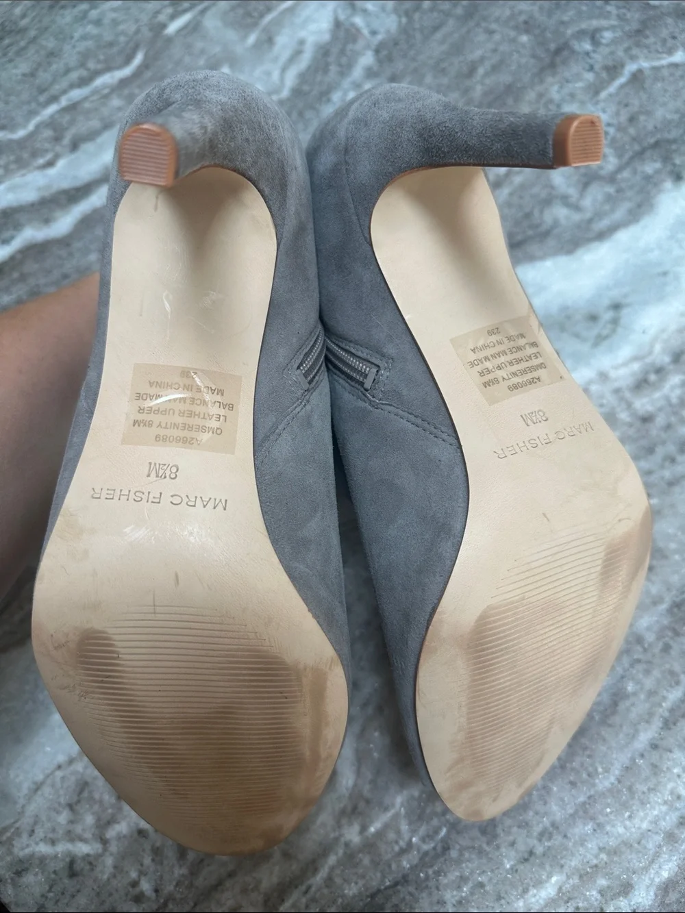 Marc Fisher Gray Suede Serenity Peep Toe Shoe Ankle Booties Size 8.5